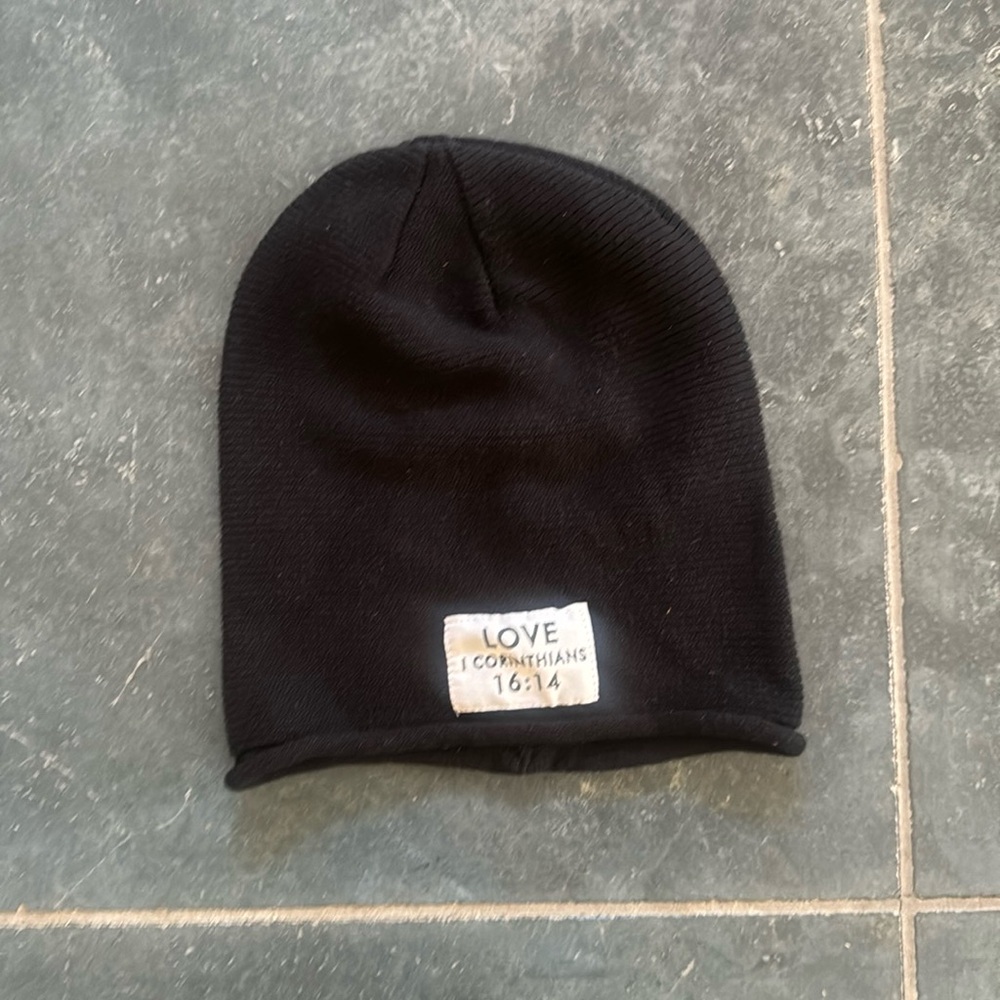 Black Cotton Beanie 1 Corinthians 16:14